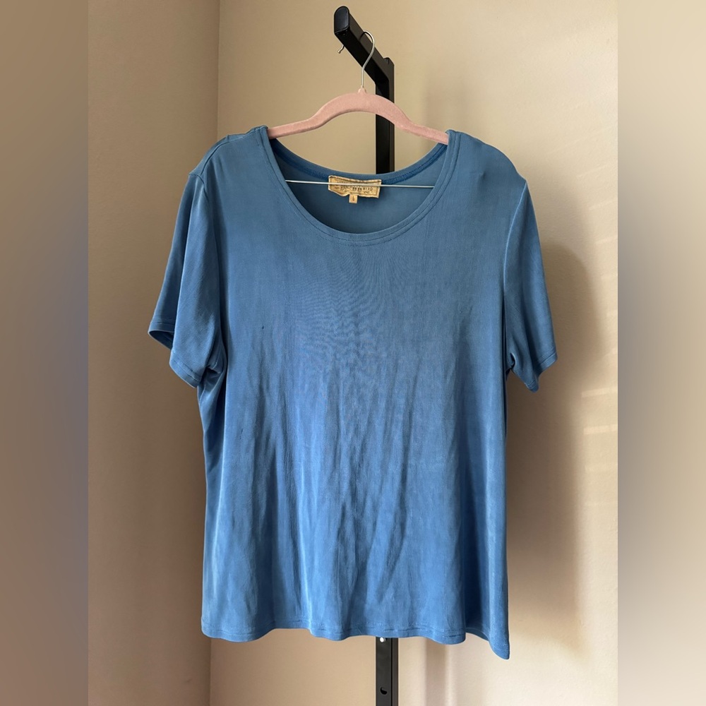 Double d ranch wear short sleeve Blue Women's Top large